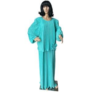 American Vintage Lady Helene Plisse pleats formal dress with bow size 26.5